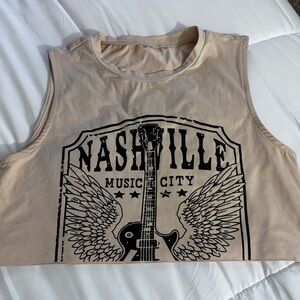 Tan Nashville Graphic Crop Top